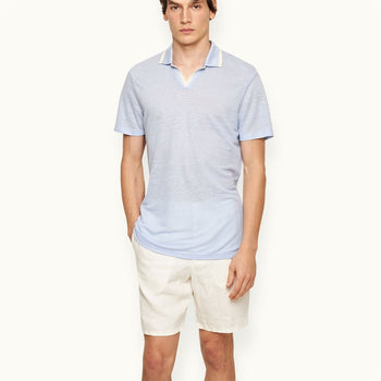 Felix Linen Pique Polo Soft Blue