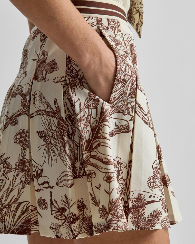 Pleat Skirt Brown Botanical