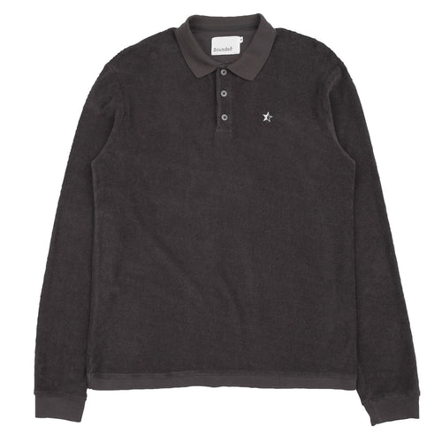 Slouch Towelling LS Polo Charcoal - 2024