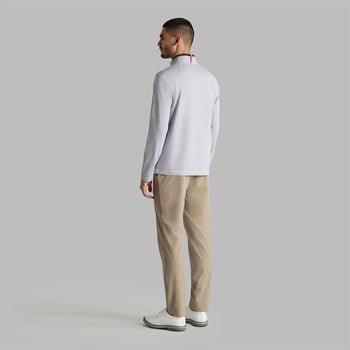Brushed Back Tech Quarter Zip Mid Layer Light Grey Melange