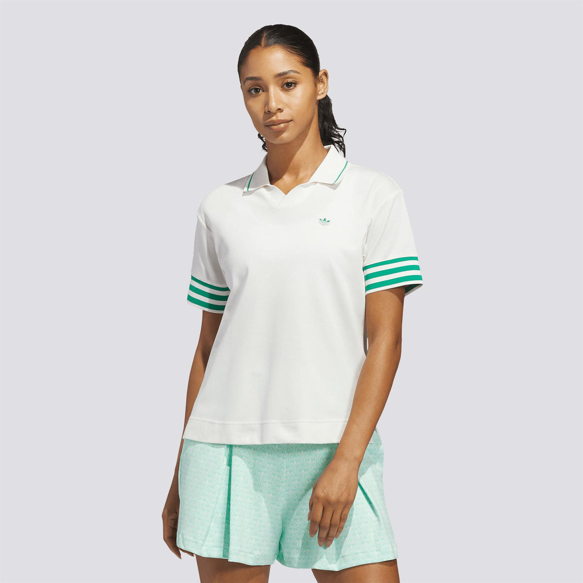 Originals 3-Stripe Polo Chalk White/Court Green