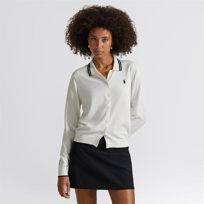 RLX Cotton Blend Sweater Cardigan White Splash/Polo Black