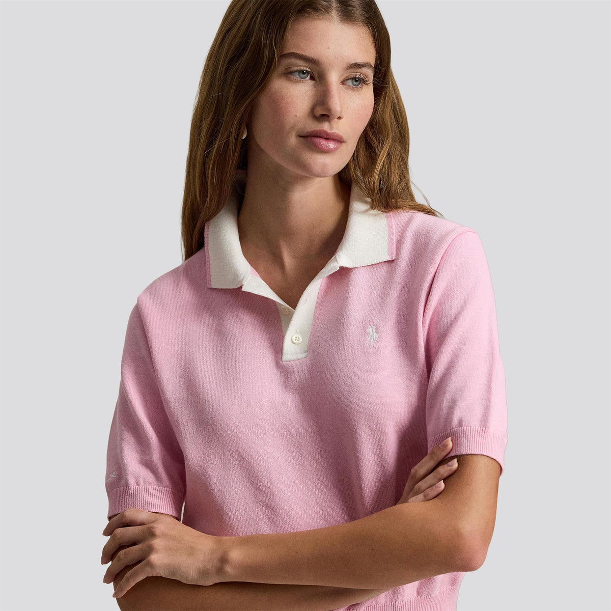RLX Cotton Blend Sweater Polo Light Pink/White Splash
