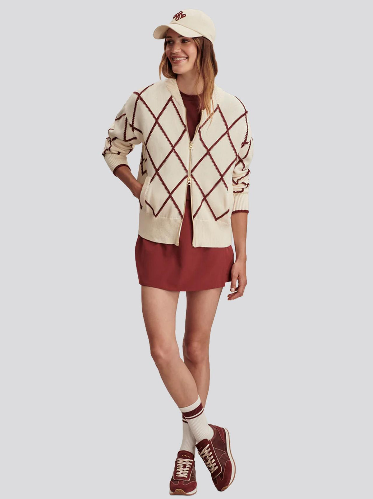 Nile Diamond Knit Jacket Ivory/Port