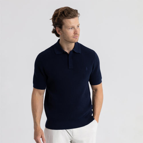 RLX Waffle Knit Cotton Polo Refined Navy