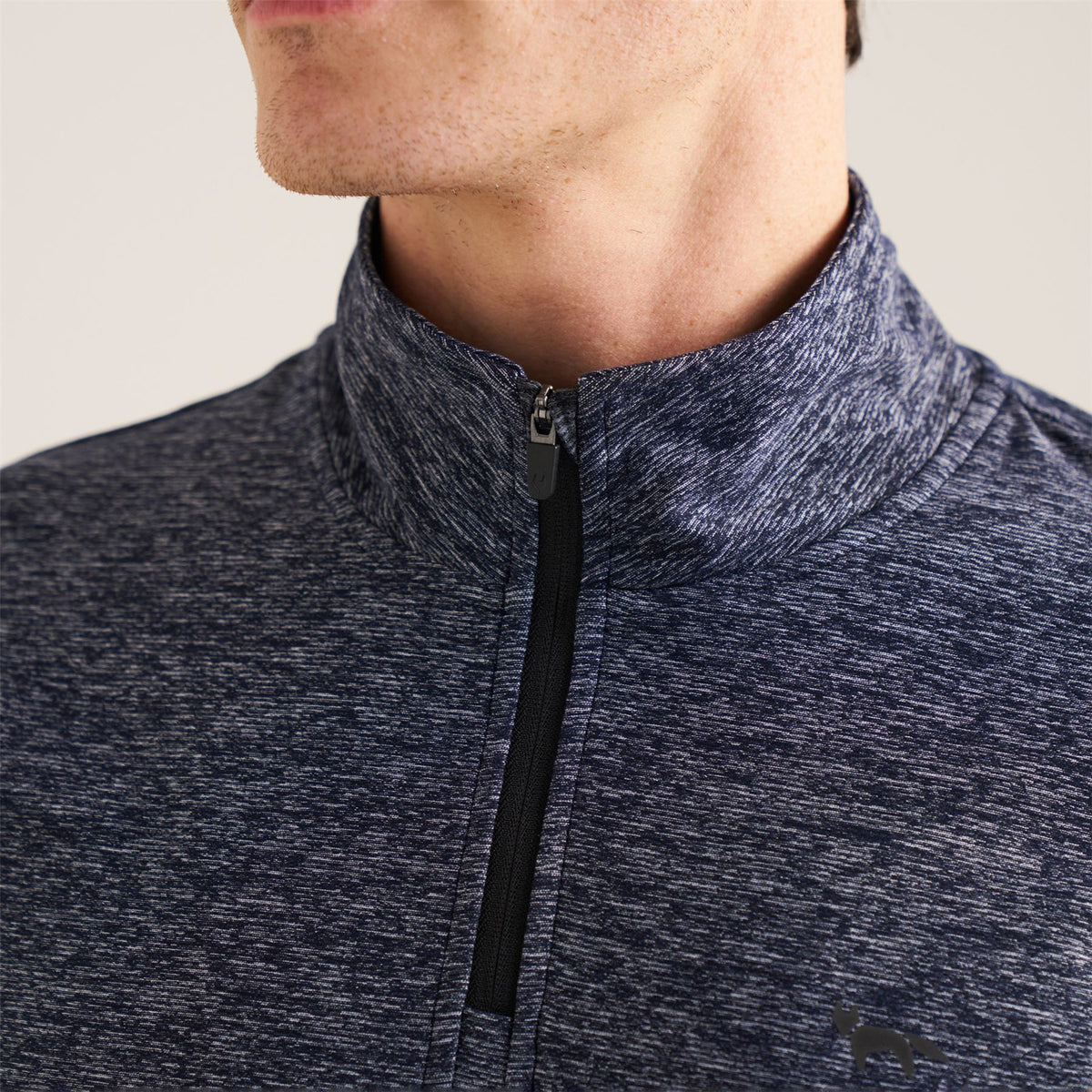 Panelled Mesh Quarter Zip Mid Layer Navy