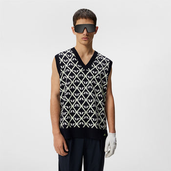 Elian Jacquard Knitted Vest Geo JL Navy