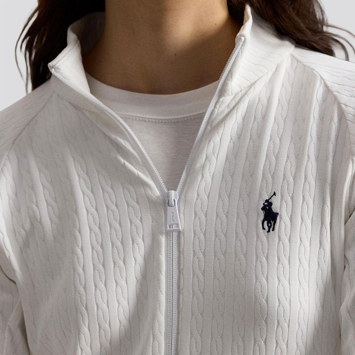 RLX Active Cable Full Zip Mid Layer Ceramic White
