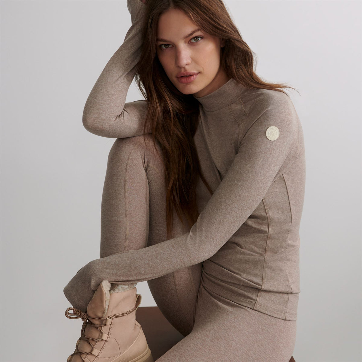 Always Warm Base Layer Top Taupe Marl