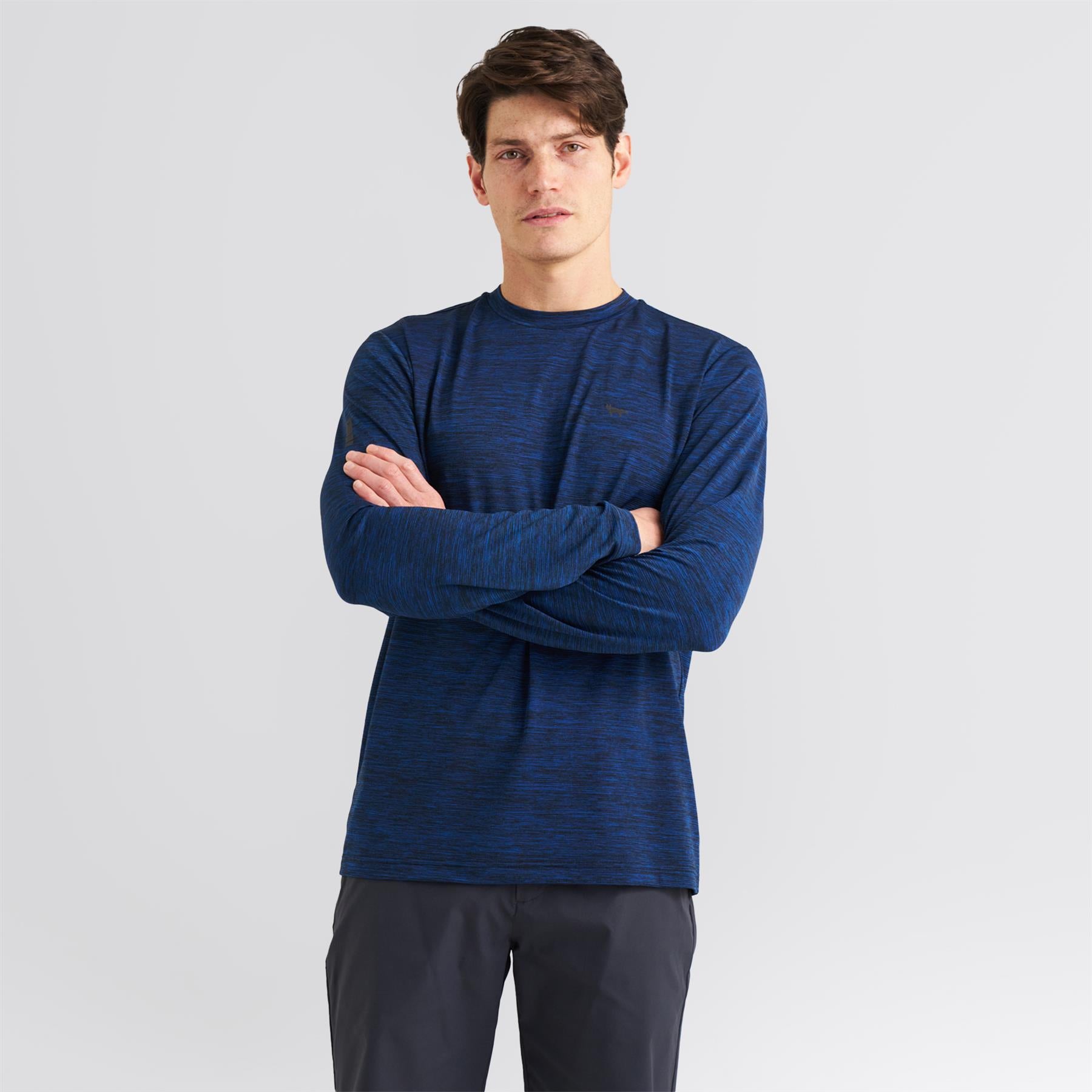 Long Sleeve Mesh Textured T-Shirt Navy