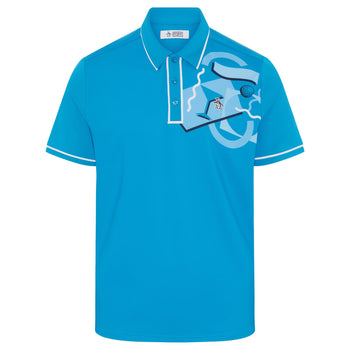 80s Mix Media Stretch Polo Jewel Blue