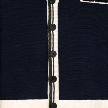 Golf Club Merino Wool Cardigan Navy