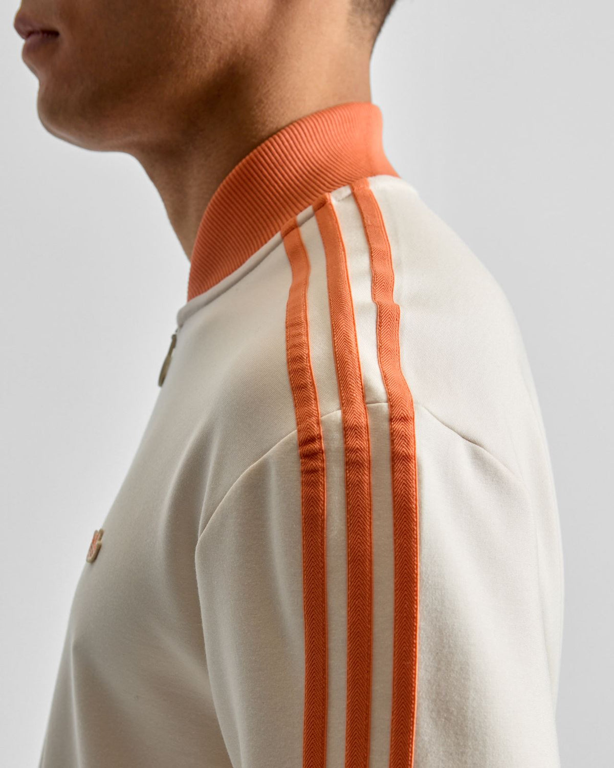 Originals 3-Stripe Quarter Zip Chalk White/Dusky Orange