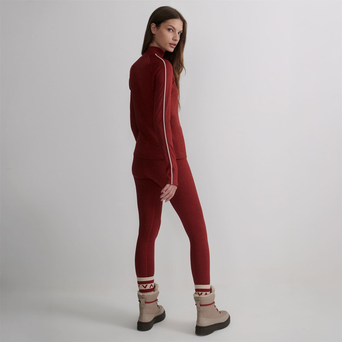 Always Warm Mock Neck Base Layer Red Dahlia Marl