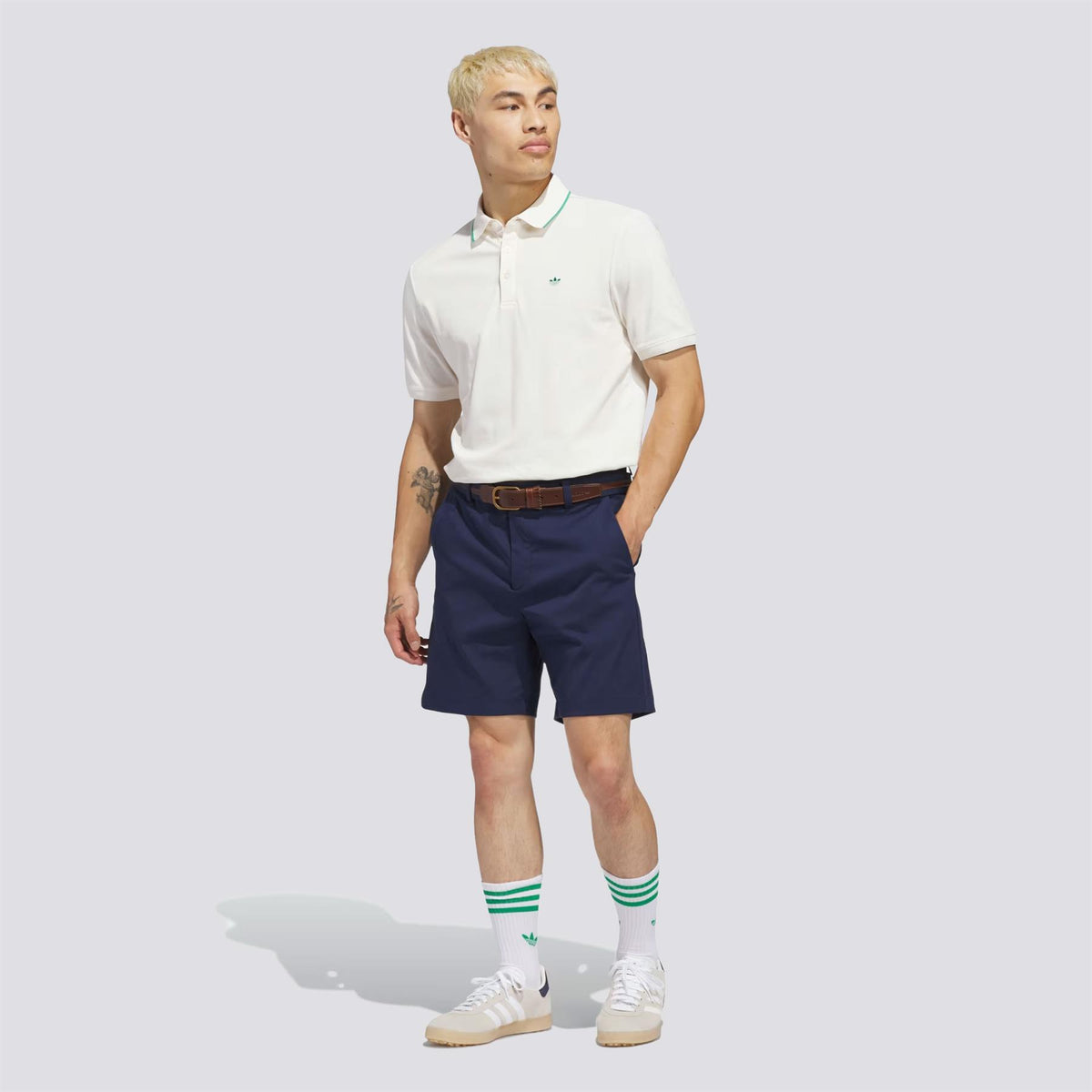 Originals Twistknit Trefoil Polo Chalk White/Court Green