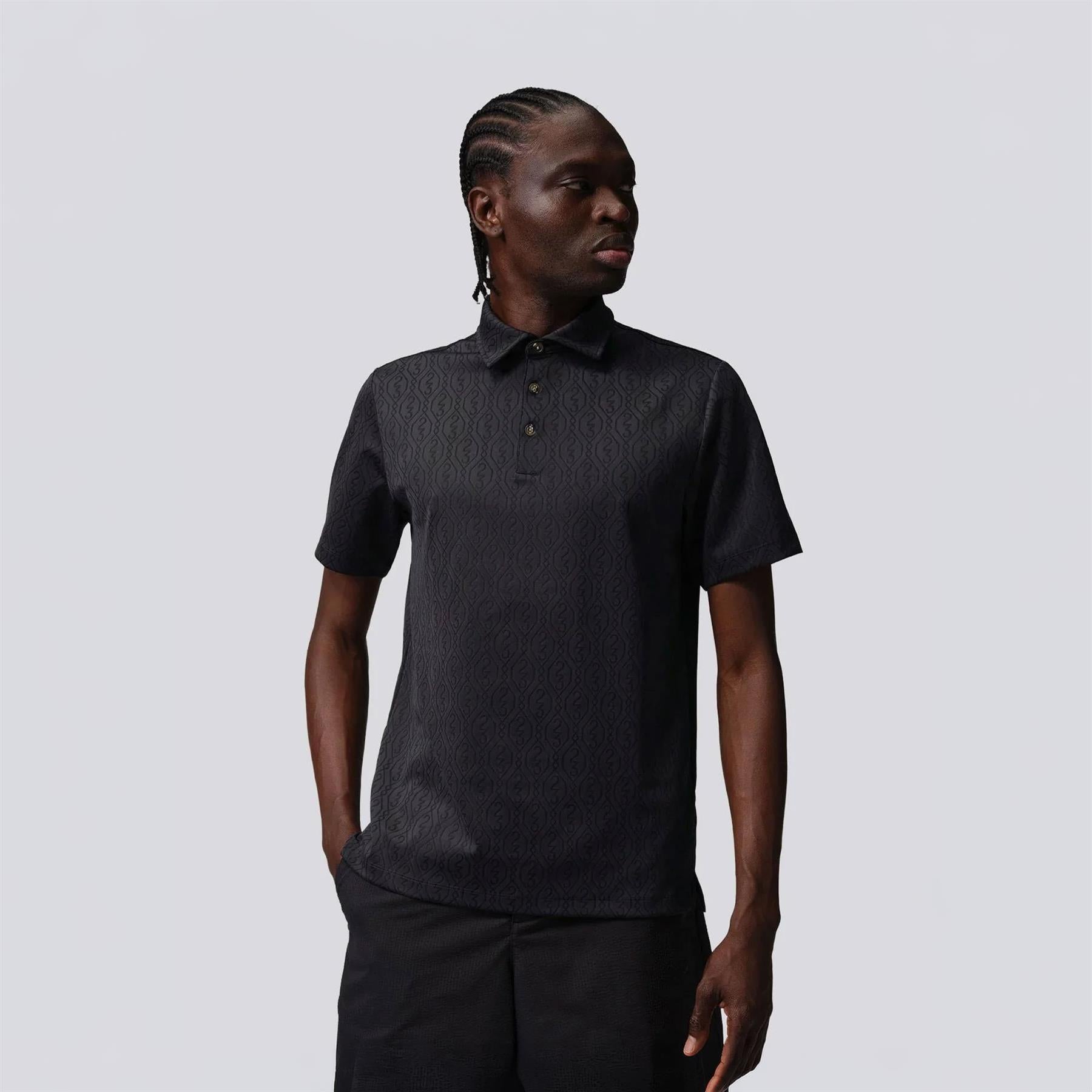 Golf Jacquard Polo Black