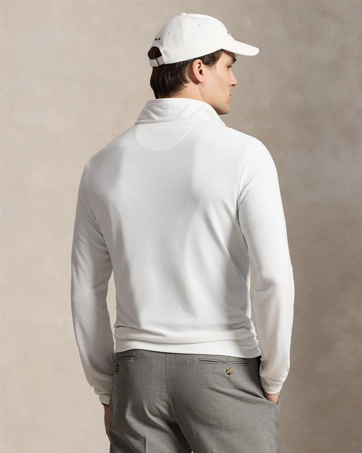 Mesh Quarter Zip Pullover Ceramic White