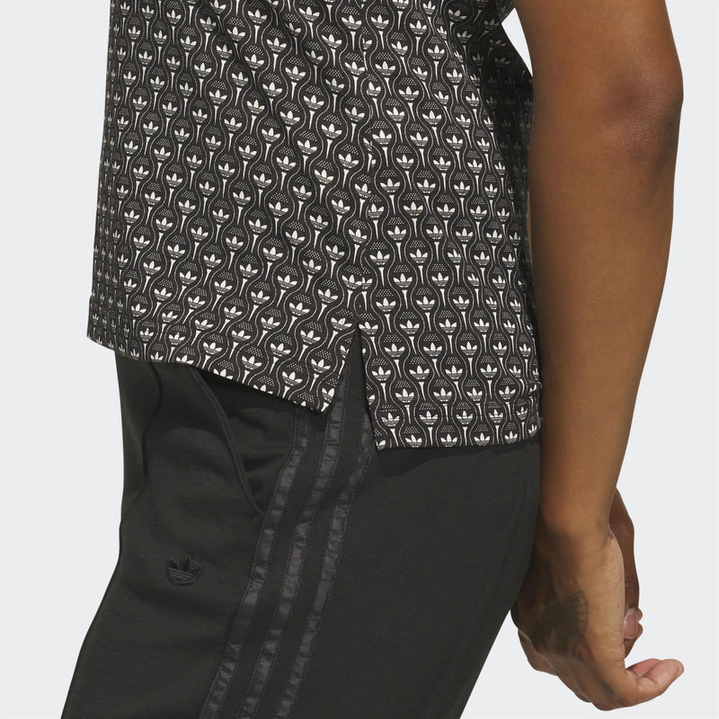 Originals All Over Trefoil Polo Black/Chalk White