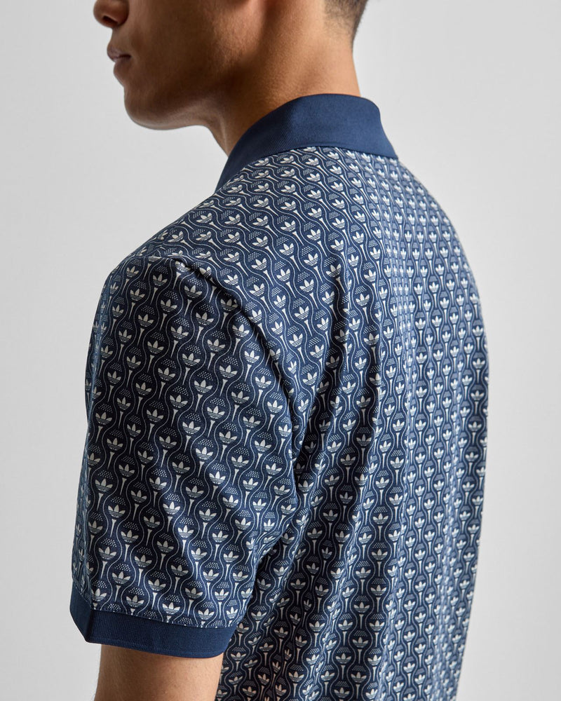Originals All Over Trefoil Polo Night Indigo/Chalk White