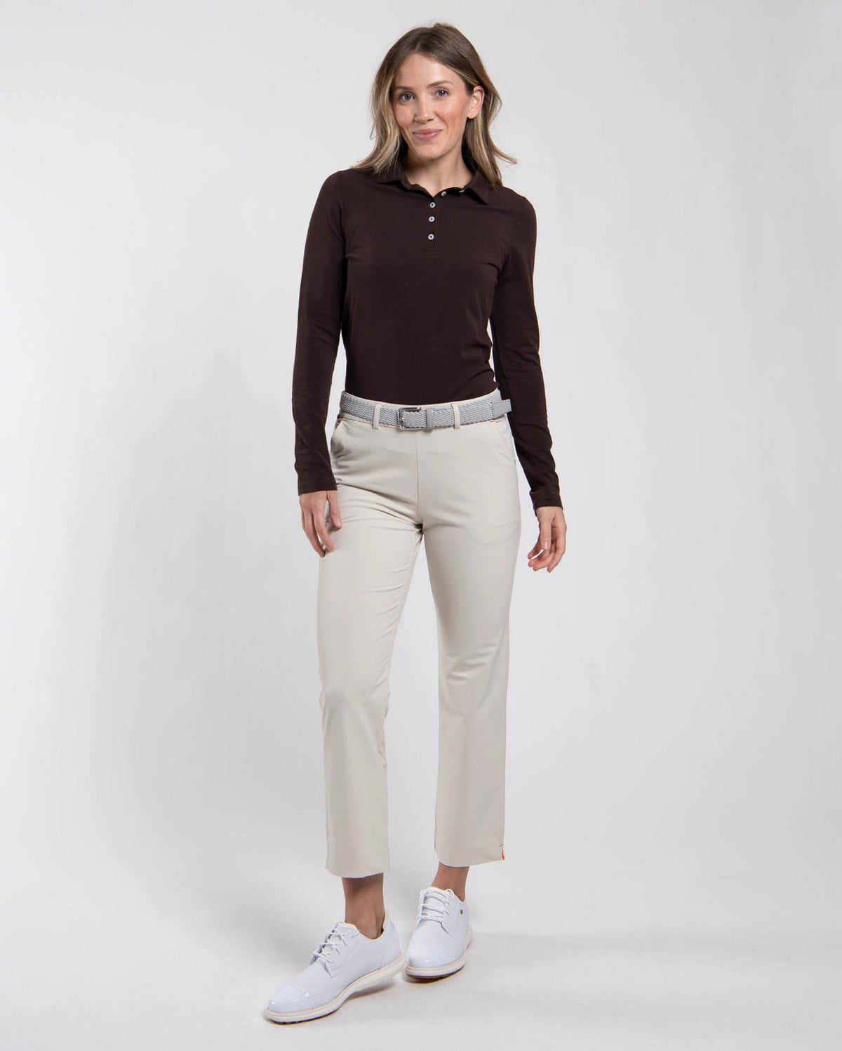 Hollow Pima Long Sleeve Polo Espresso