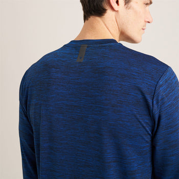 Long Sleeve Mesh Textured T-Shirt Navy