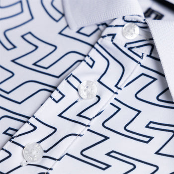 Tour Tech Reg Fit Print Polo White Outline Swirl