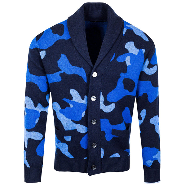 Camo Shawl Cardigan Maltese Blue - AW22 – TRENDYGOLF UK