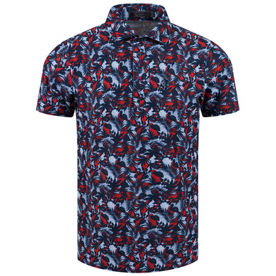 Palm Fronds Printed Pique Polo Twilight - SS23