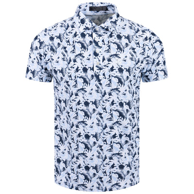 Palm Fronds Printed Pique Polo Snow - SS23